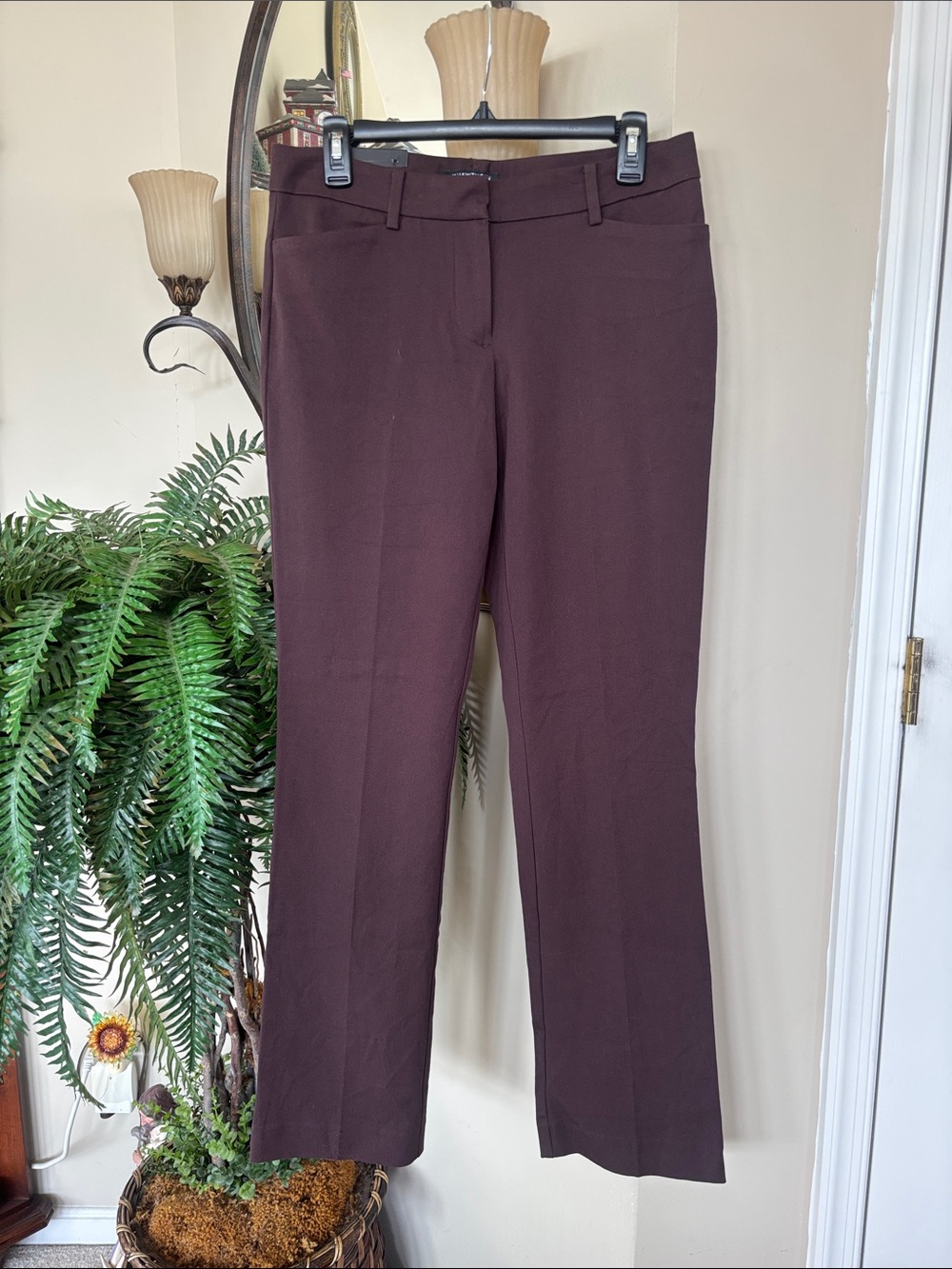NWT 41 Hawthorn Brown Mid-Rise Stretch Trousers Office Pants Cotton Rayon Fall